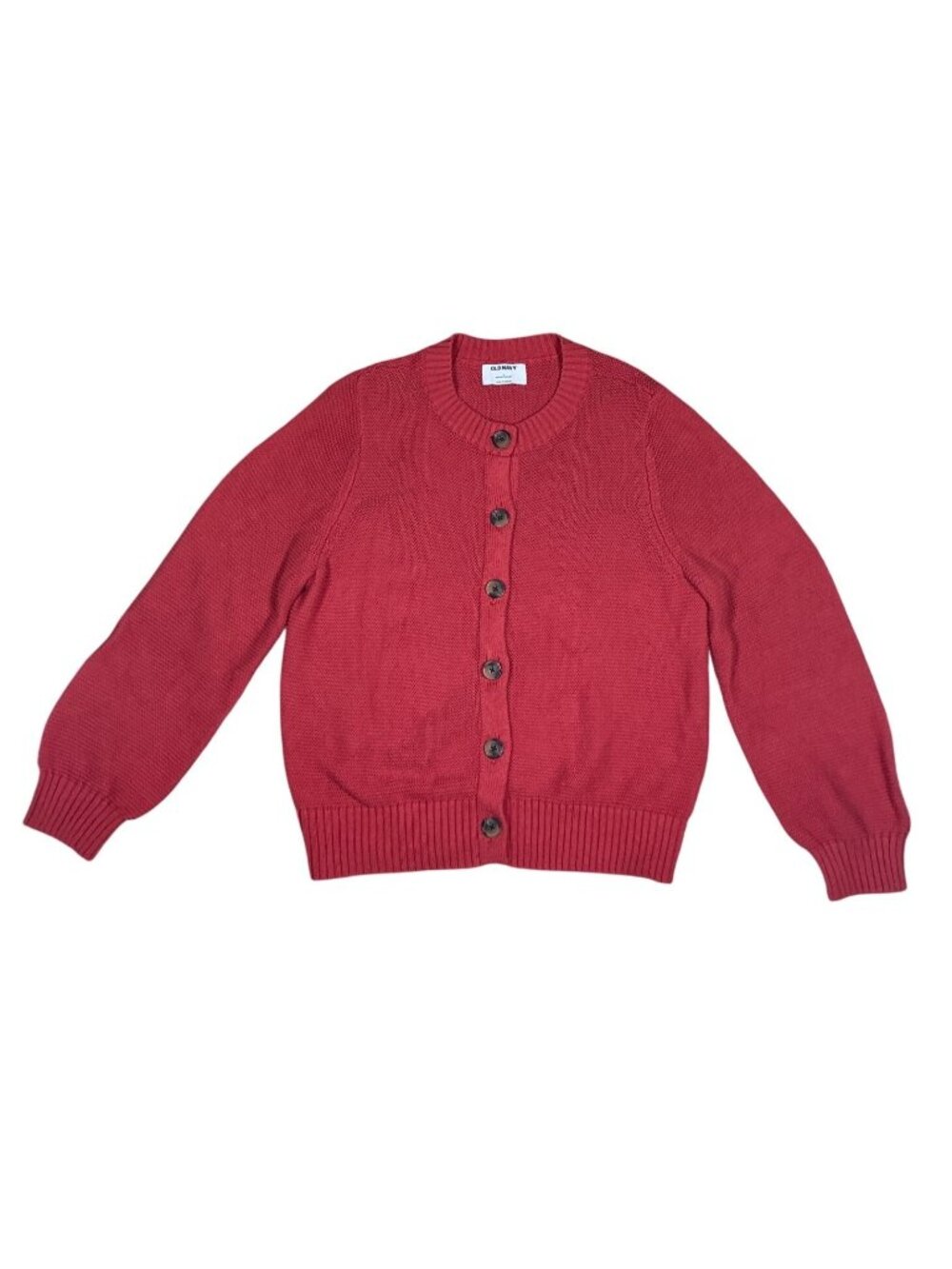 Old Navy Women’s Red Cotton Crewneck Cardigan | Button Front | Size L